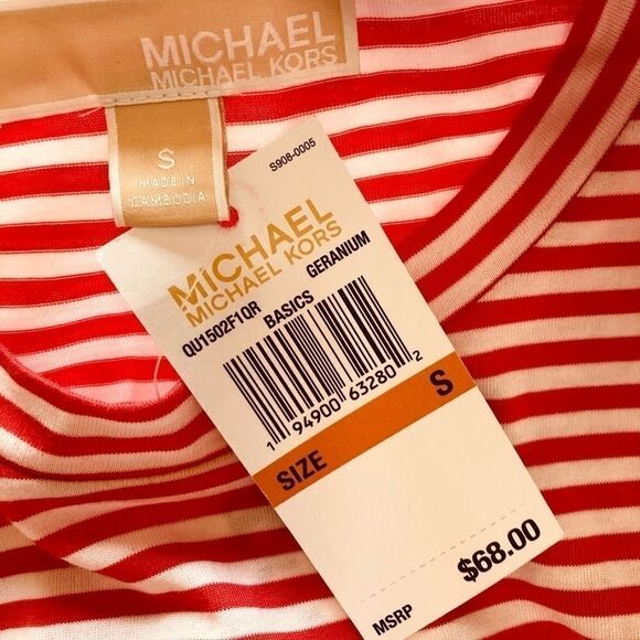 ‎NWT: Michael Kors Red & White Stripe Top - Picture 9 of 9